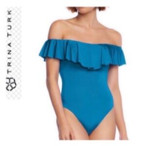 TRINA TURK OFF THE SHOULDER ONE PIECE SWIMSUIT SIZE 4 NWT